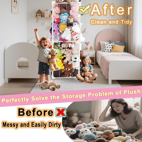 INFTOYCO Large Stuffed Animal Storage Zoo Cage Holder, Upgradation PVC Stuffed Animal Storage Organizer, Space Saving