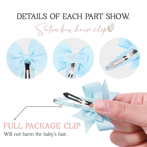 40PCS Snap Baby Hair Bows Clips for Girls, Grosgrain Ribbon Fully Wrapped 2 Inch Infant Hair Barrettes