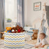 visesunny Grey and Yellow Plaid Chevron Collapsible Basket Storage Bin with Durable Cotton Handles, Home Organizer for