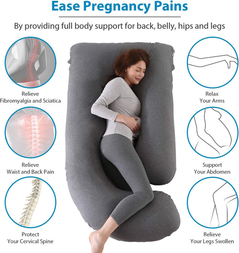 Pillow,57 inches Victostar Pregnancy U Shaped Maternity Pillow with Removable Cover Full Body Pillow Support for Back