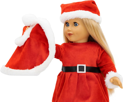 Eimmie 18 Inch Sets 18 Playtime by Doll Clothes and Accessories - Christmas Holiday Dress with Matching Santa Hat