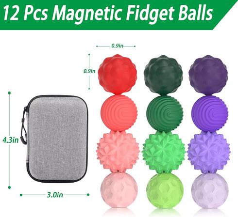 Generic 12 Pack Silicone Magnetic Fidget Balls - Magnet Fidget Toys for Adult & Teens, Stress Relief Sensory Toys