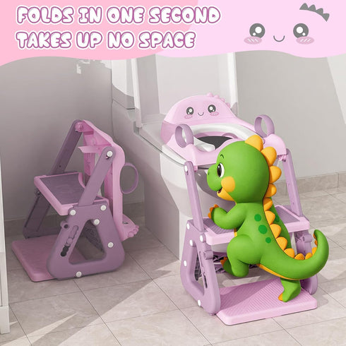 Gliizee mall 2 1 Potty Training Seat, Upgrade in Potty Training Toilet with Step Stool Foldable Toddler Toilet Seat