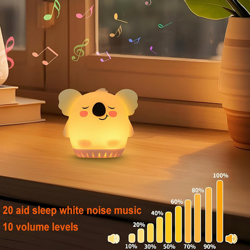 Night Light for Kids Soft Silicone Animal LED Lamp with White Noise, Touch Sensor & Rechargeable Cute Portable