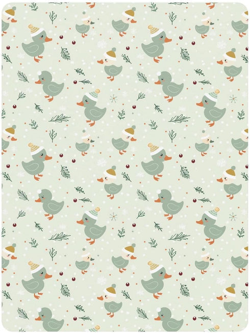 miaozhen 1 Pack 52x28 Cotton Baby Crib Sheets for Boys Girls Comfy Breathable Baby Green Playful Duck Toddler Mattress