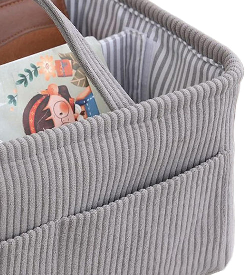 Generic Diaper Organizer Basket - Portable Corduroy Large Tote, Nursery Storage Bag For Wipes And Milk Bottle, Ideal