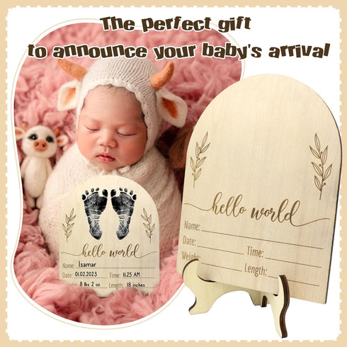 Mayyi 01) Newborn Birth Announcement Sign,Personalized Baby AnnouncementCustom Engraved Wooden Baby Name SignNewborn