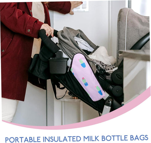 LIOOBO 2Pcs Insulated Bottle Carrier Bags for Travel Lightweight Milk Bottle Pouch with Spacious Compartment