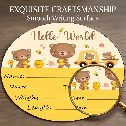 CLHHM Baby Announcement Sign with Name & Stats - Hello World Newborn Hospital Keepsake for Photo Prop, Nursery Decor