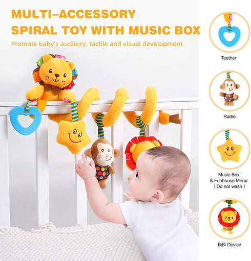 0-3-6-9-12 Tummy (07-Little Jollybaby Crib Stroller Car Seat Toys for Baby Months, Time Hanging Sensory Toys
