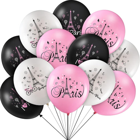 Sumind 36 Pieces Paris Balloons, 12 Inches Day in Paris Theme Birthday Party Decorations for Wedding Supplies.