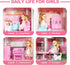 Doll House Set for Girls, Princess House Toys with 4 Dolls and 4-Story 11 Rooms for Kids
