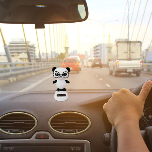 Black and White Solar Dancing Panda Bear Tiger - Shaking Dancing Animal Figurine for Car Interior Home Decor