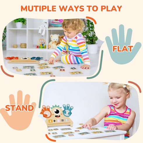 Counting 3-5, Finger Math Toy for Kids Montessori Monster Math Toy with Number Blocks, Hands-On Addition & Subtraction