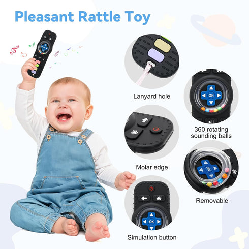 3-6-12 0-24 MISSLILI Teething Toy for Babies Months, Silicone Baby Rattles Teether, Teething Relief Infant Toddles TV