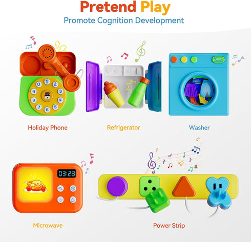 Montessori Busy Board for 1-2 Years Old - Toddler Toys for 1+ Years Old, Baby Musical Toy, Sensory Learning Educational