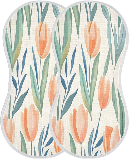 YEGAME Set 1 11 22 Inch Muslin Baby Burp Cloths of - Tulips Super Absorbent Cotton Burping Rags Soft Baby Washcloths