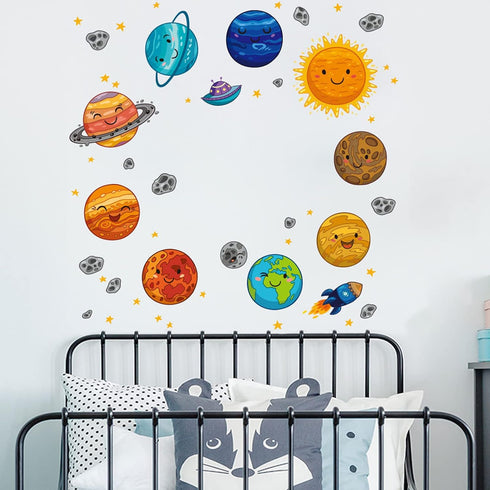 (35 35 Inch) Maydahui Universe Space Planets Wall Decal Solar System Wall Stickers x Peel Stick Removable Cartoon