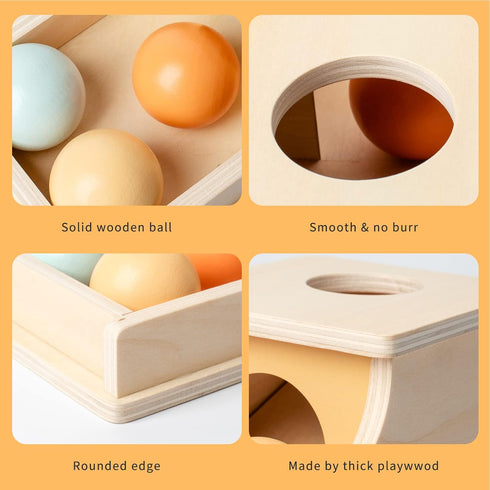 Busy Edition Montessori Toys for Babies 6-12 Months, Object Permanence Box Wooden Ball Drop Toy for Toddlers