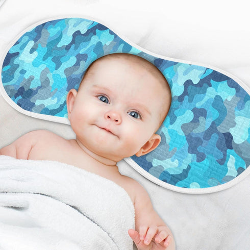 decor gift 4 Pack 22x11in Cotton Muslin Burp Cloth Breathable Blue Camouflage Milk Spit Up Cloth for Unisex Newborns