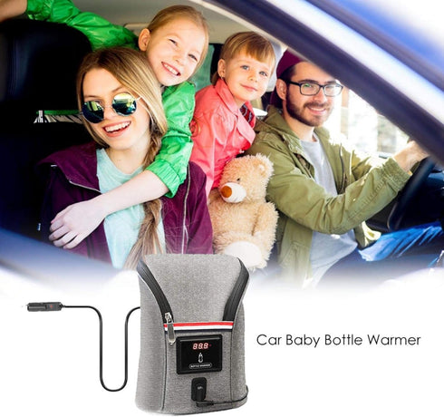 Missbee 7.87x3.15x9.06in Car Baby Bottle Warmer, Insulated Breastmilk Cooler Baby Bottle Warmer Bag, Outdoor Portable