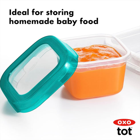OXO Tot Baby Blocks Freezer Storage Containers, Teal, 4 Oz