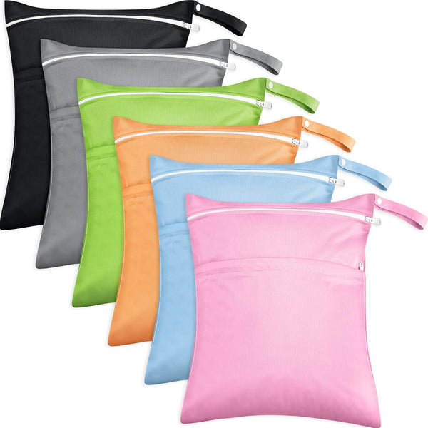 Kenning 6 Pack Wet Dry Bags Waterproof Reusable Cloth Diaper Storage Pouches