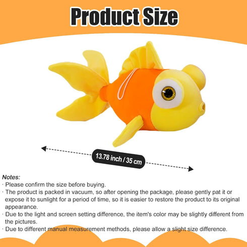 Fish Stuffed Animal, 13.78" Yellow Goldfish Plush Cute Toy Gifts for Kids Adults