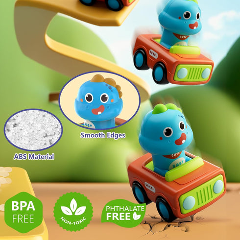1+ 1-3,Push 12-18 MOONTOY Car Toys for Year Old First Birthday Gifts for Boys,Press and Go Car Toys Baby Animal Racing