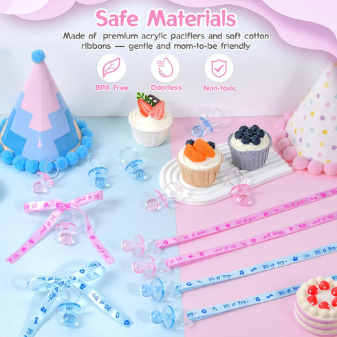 60 ZYFLSQ Pieces Baby Shower Pacifiers Necklace, Acrylic Pacifier Necklaces for Baby Shower Games Girl Boy Charm, Party