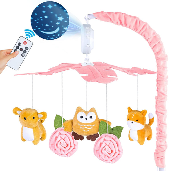 Baby Crib Mobile with Music and Lights, Mobile for Crib with Remote