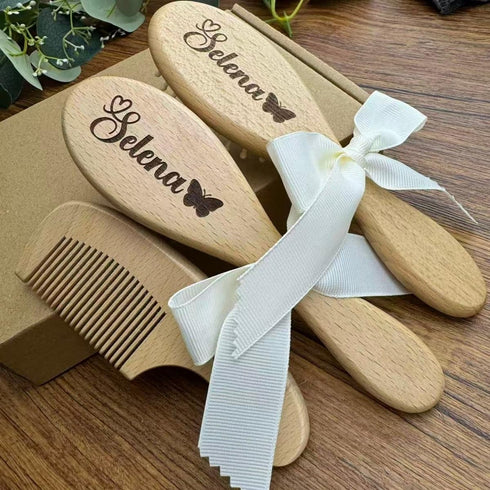 BMVDDFF Set, Personalized Baby Brush and Comb Custom Name Hair Brushes for Newborns Girls Boys, Toddler Baby Grooming
