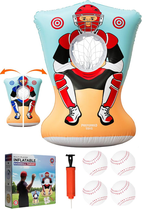3 4 Preferred Toys Inflatable Baseball Pitching Target for Kids and Above - Double-Sided Throwing Toss Game with Soft