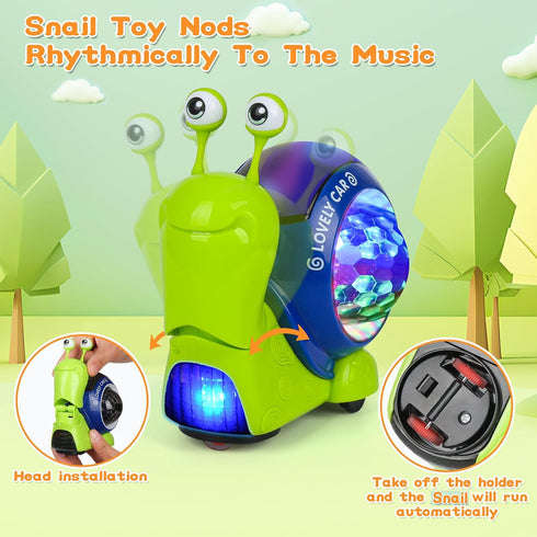 6-12 Tummy Baby Toddler Crawling Toys Months, Musical Snail Baby Toy, Infant Crawling Time Development Toys Boy Girl