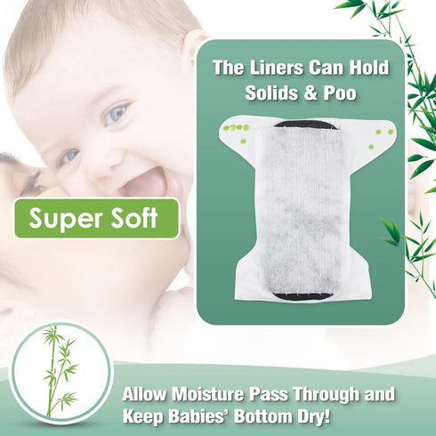 100 (3 wegreeco Cloth Diaper Liners - Unscented Diaper Liners, Fragance Free Cloth Diapers Liner - Sheets Per Roll