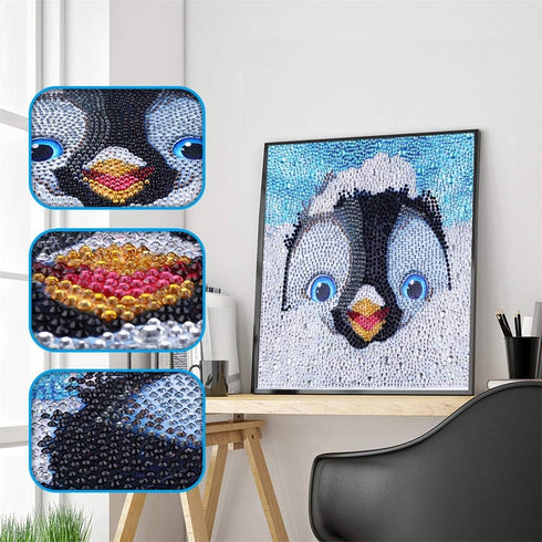 5D Diamond Painting Kits for Kids, Full Drill Painting by Number DIY Mosaic Arts Crafts Supplies (Penguin)