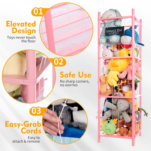 BEINGMATE Care Large Stuffed Animal Storage, Wooden Stuffed Animal Storage Zoo, Toy Holder, Space Saving Toy Zoo