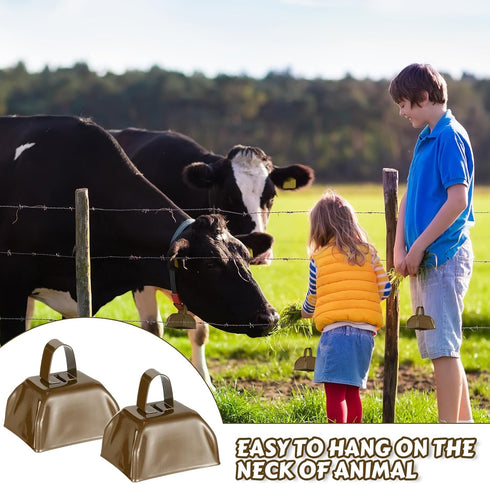 24 3 2.8 2.5 Inch(Brown) Yeshone Pcs Metal Cowbell with Handle Cow Bells Noise Makers for Sporting Events Small Loud