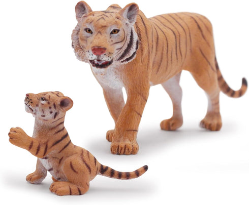 Gemini&Genius Tiger Toy Figures for Kids, Safari Animal Action Figures with Cub, Great for Gifts and Party Favors