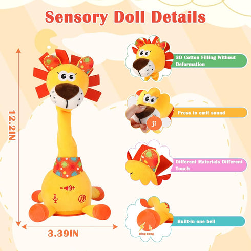 1-3 Dancing Talking Lion Toy, Stuffed Animal Baby Toy Repeating What You Say, Toys for Kids Glowing Musical Electronic