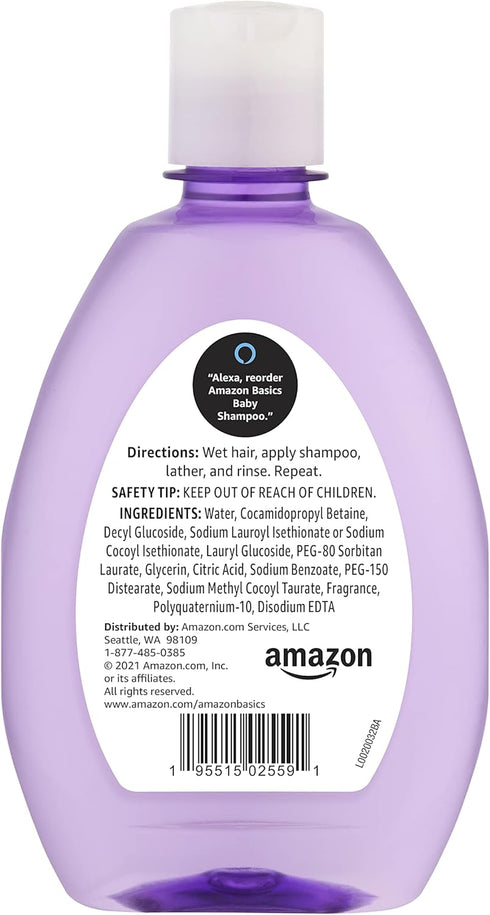 13.60 Oz (Pack 1) Amazon Basics Baby Shampoo, Tear-Free, Lavender & Chamomile Scented, Sulfate-Free, Paraben-Free