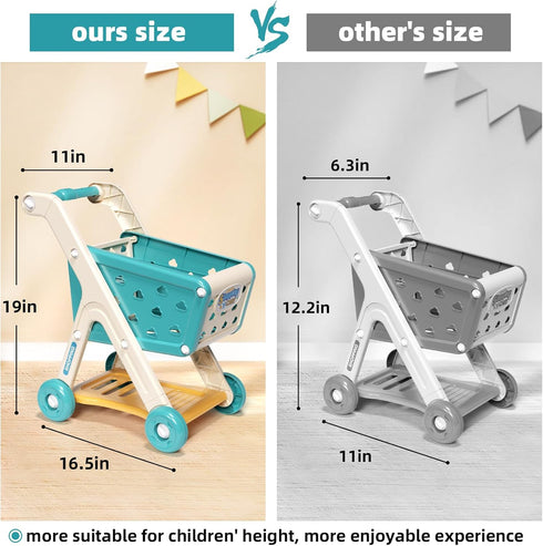 102pcs Set 3+ Jovow Kids Shopping Cart Trolley Play with Pretend Food and Accessories,Perfect for Ages Pretend Play