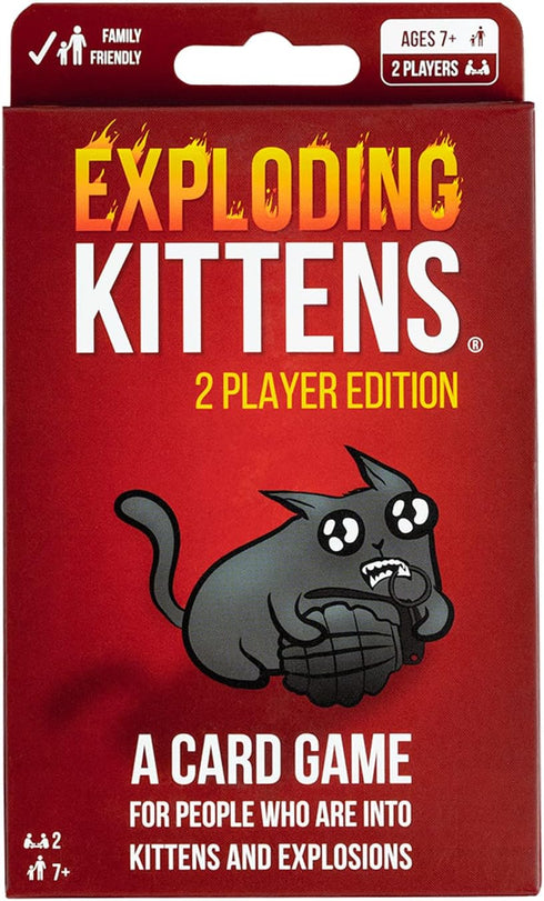 Exploding Kittens Original 2 Player Edition - Hilarious Family Game Night Card Game for Ages 7 and Up - 56 Cards