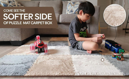 16 49" 49" Piece Carpet Squares Puzzle Mat x Plush Interlocking Carpet Tiles, Foam Floor Tiles for Baby Play Mat - Kids
