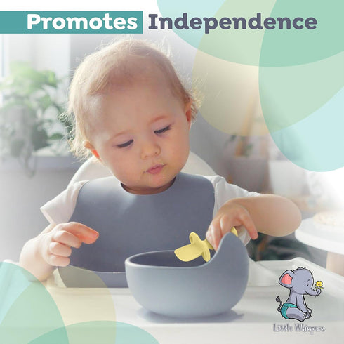 LittleWhispers Baby Silicone Spoons - Self Feeding 6 Months, Infant, Toddler & Kid Friendly Utensils, 4 Pack