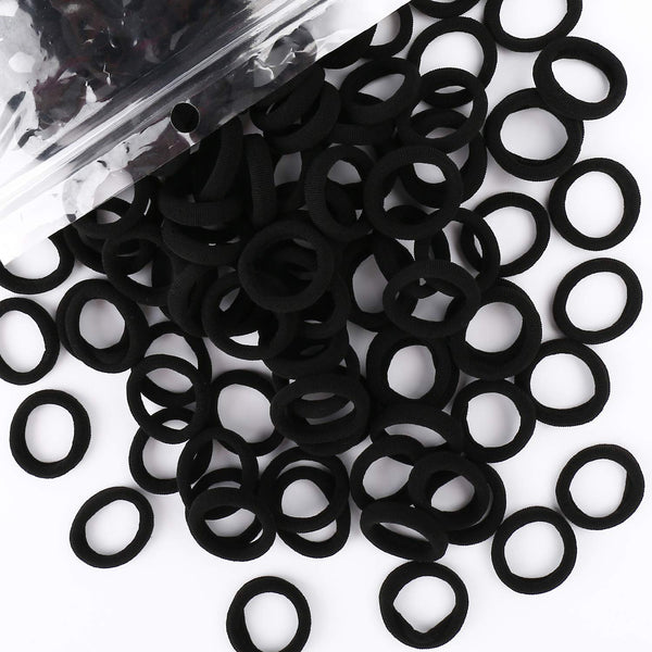 200PCS Black Baby Hair Bands - Mini Seamless Toddler Hair Ties, Soft Ponytail Holders for Kids Girls