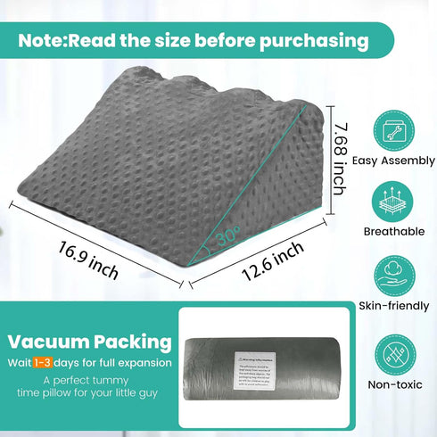 Tummy Baby Time Prop for Neck and Shoulder Strength Growth, Memory Foam Nursery Support for Infant Baby Washable
