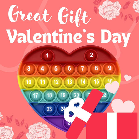 PETBSNVB Rainbow Heart Shaped Pop Bubble Valentines Fidget Toy with Letters and Numbers, Xmas Gift Sensory Toy