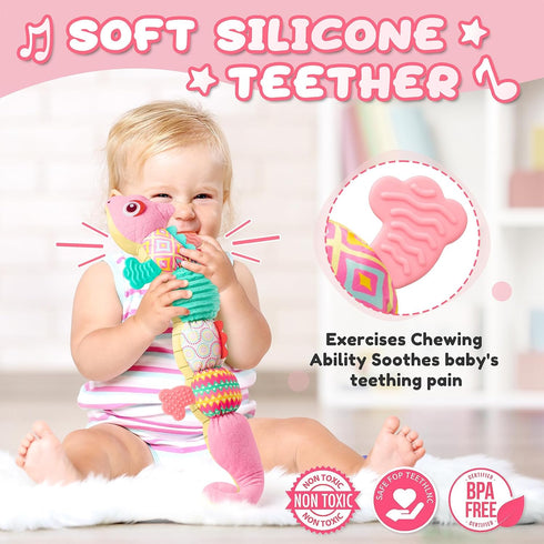 AWOTOY 0-6-12 Tummy Baby Toys Sensory Musical Stuffed Animal Activity Soft Infant Toys Month with Multi-Sensory