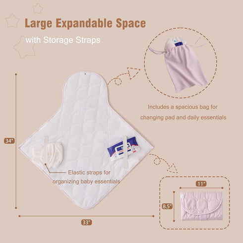 UTEX Baby Portable Changing Pad, Waterproof & Wipeable Diaper Changing Mat with Carrying Bag, Foldable Changing Mat